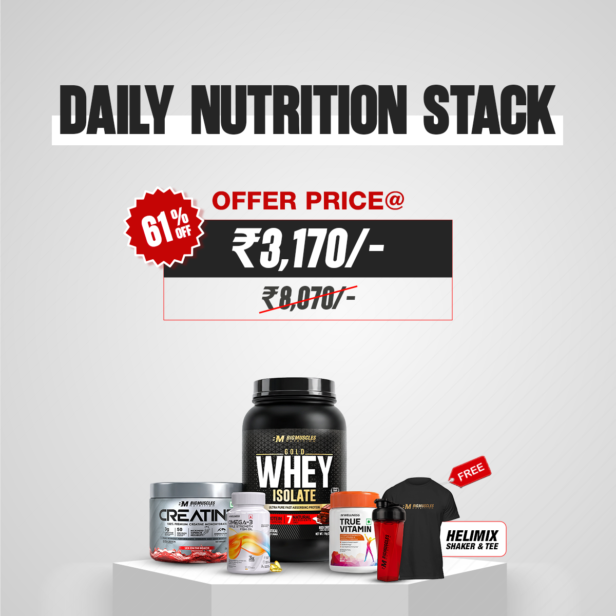Daily Nutrition Stack + Free Shaker & Tshirt