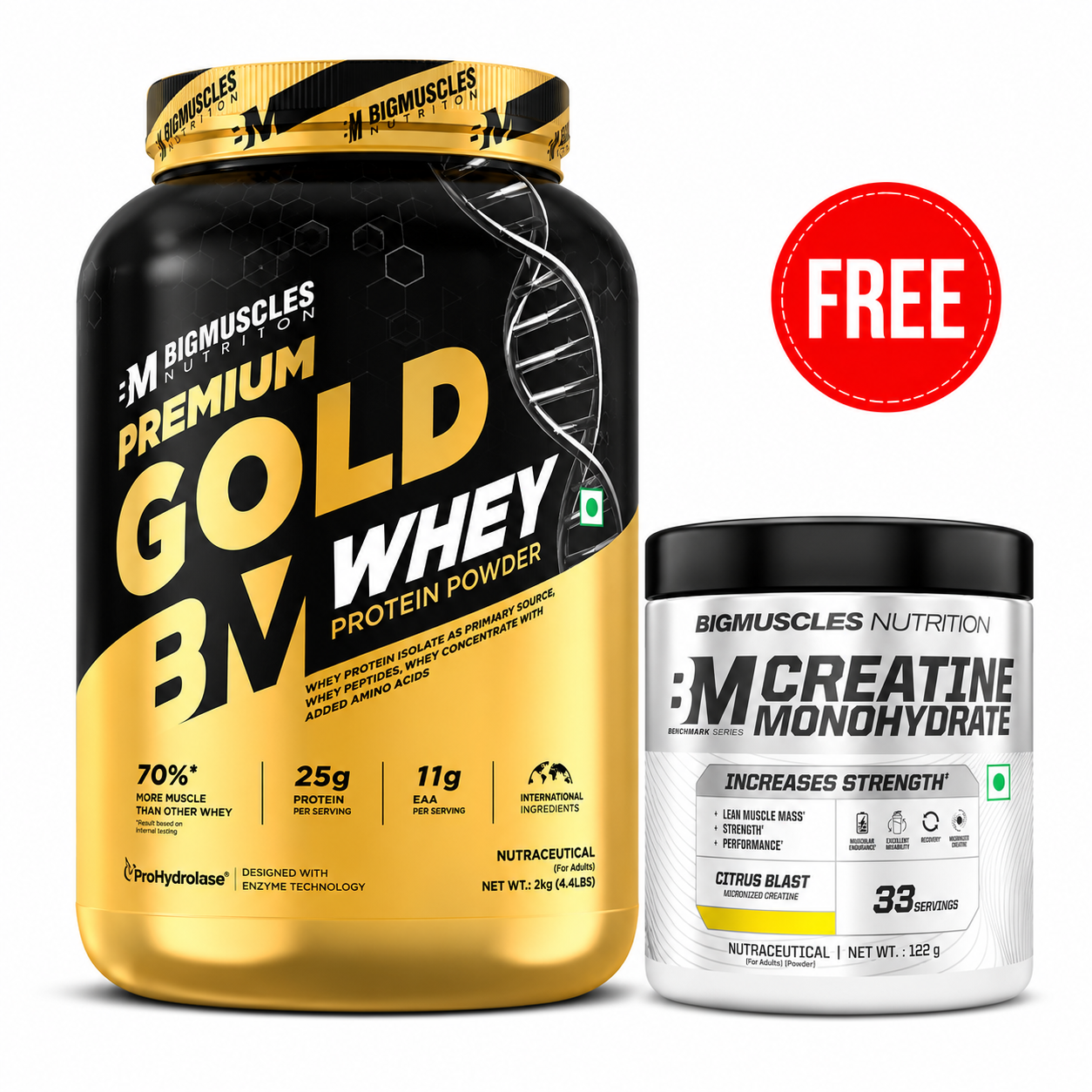 BigMuscles | Gold Whey + Benchmark Creatine 