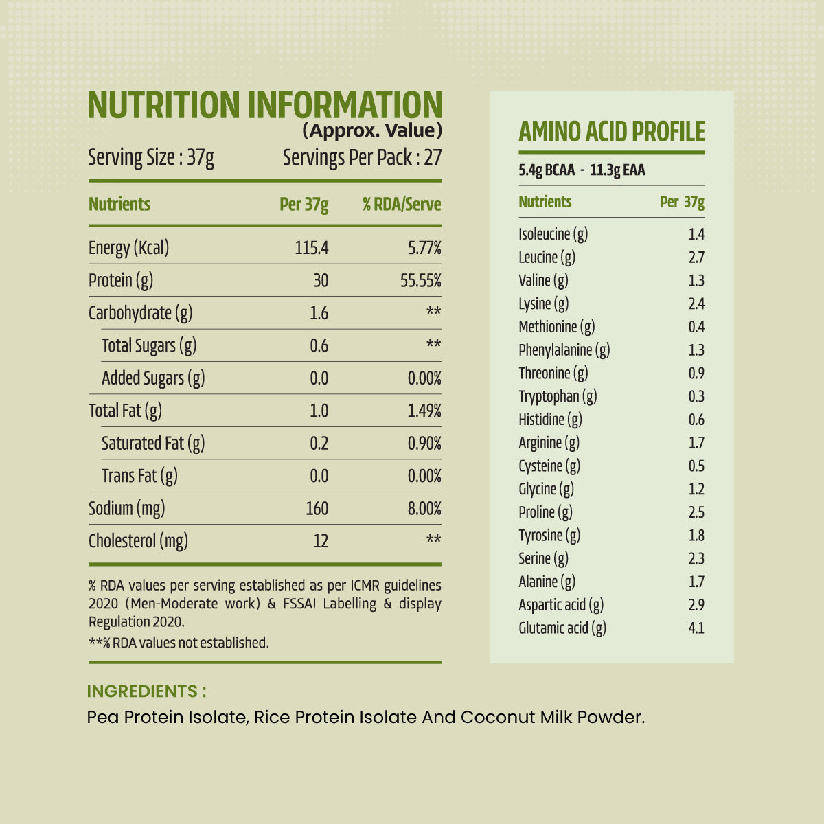 Plant Protein Isolate | Vegan Protein Powder | Clean Recovery | Pea & Brown Rice Protein